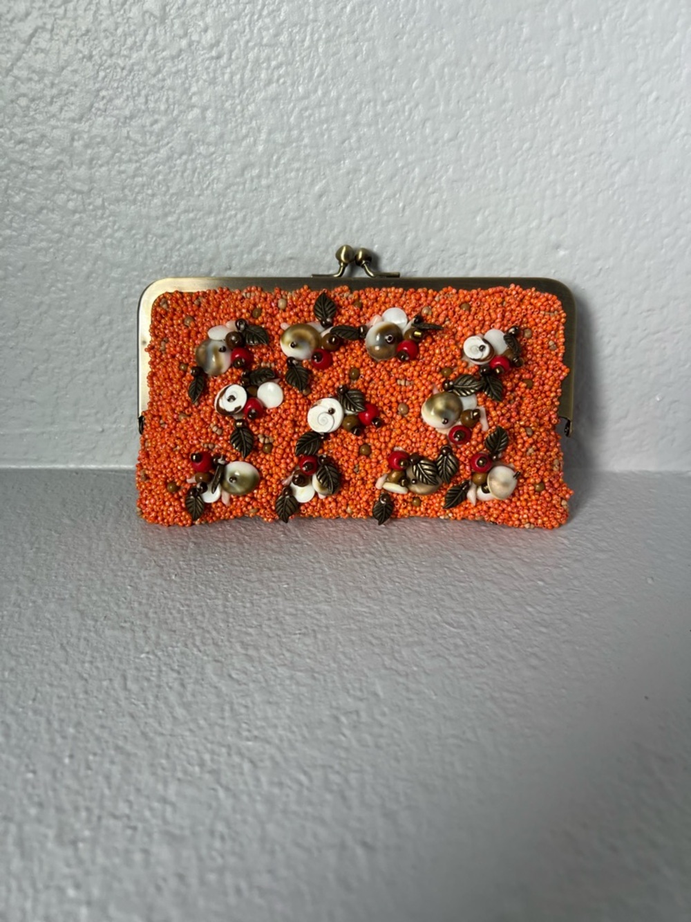 J. Crew Vintage Orange Beaded Clutch